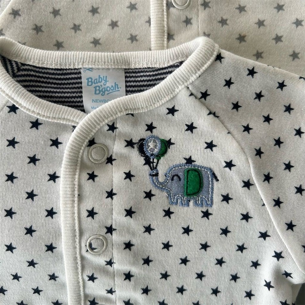 Baby B'gosh Reversible Cardigan Jackets Newborn NB Blue Gray Stars 2-Pack NWT - Picture 5 of 11
